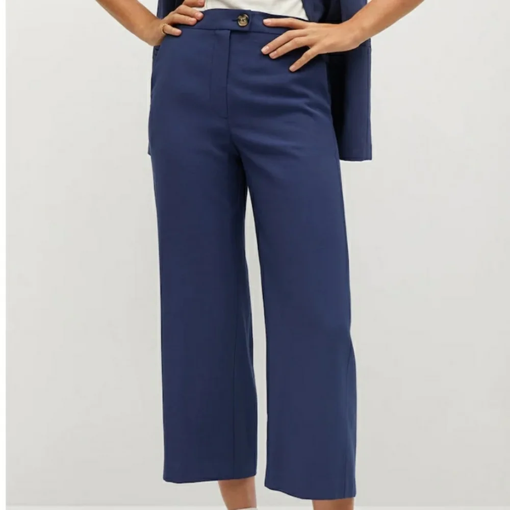 Mango Blue Cropped Trousers - Picture 3 of 5
